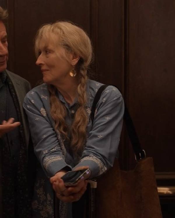 Only Murders in the Building Meryl Streep Blue Embroidered Shirt