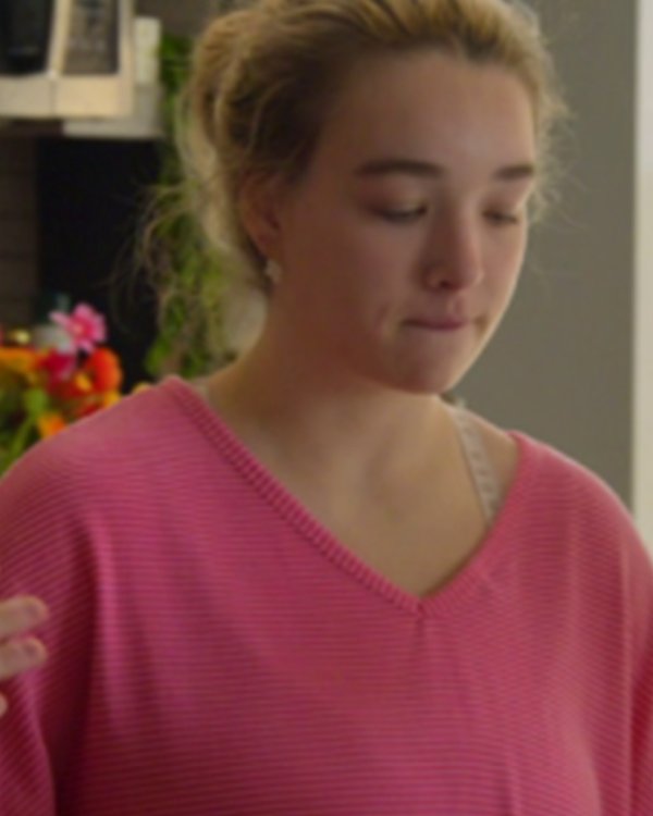 Baylen Out Loud S02 Baylen Dupree Pink V-Neck Striped Sweater