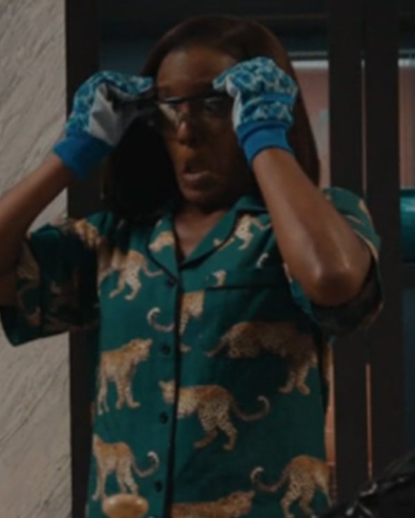 Matlock S02 Skye P. Marshall Green Leopard Print Pajamas