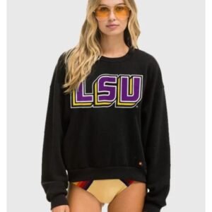 Aviator Nation x LSU Relaxed Crewneck Black Sweatshirt