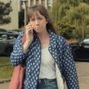 French Lover Sara Giraudeau Blue Printed Quilted Jacket