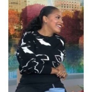 The Today Show Sheinelle Jones Black and White Printed Sweater