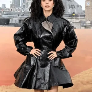 One Battle After Another Chase Infiniti Black Leather Coat