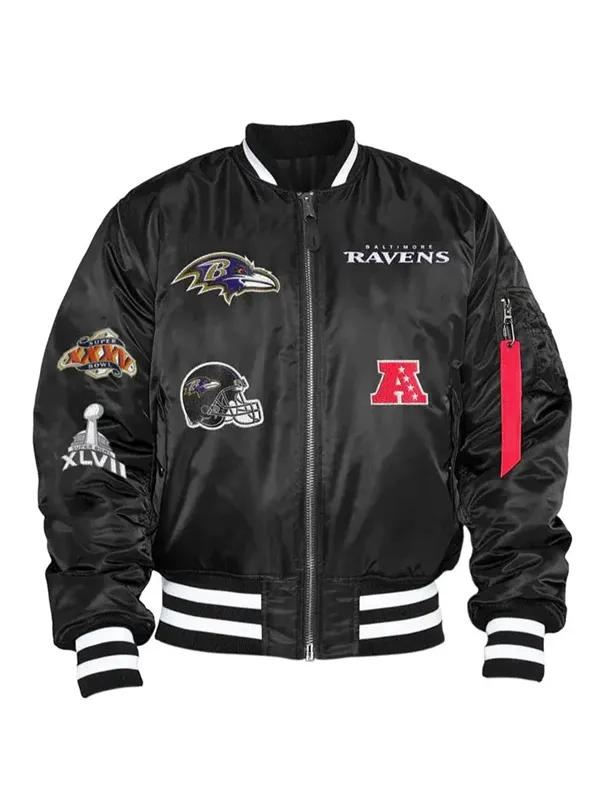NFL Baltimore Ravens MA-1 Black Bomber Jacket
