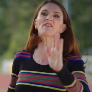 English Teacher S02 Stephanie Koenig Rainbow Striped Sweater