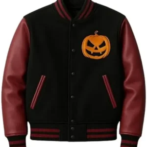 Halloween Wool With Leather Sleeves Varsity Jacket