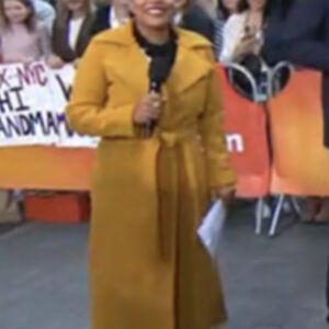 The Today Show 2025 Sheinelle Jones Mustard Yellow Belted Coat