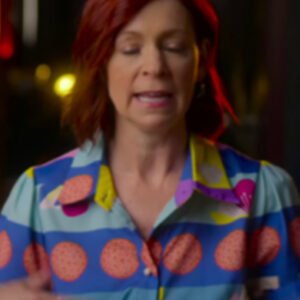 TV We Love S01 Carrie Preston Pink Blue Abstract Print Dress