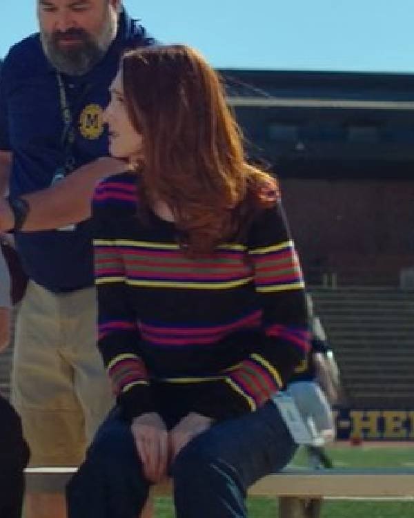 English Teacher S02 Stephanie Koenig Rainbow Striped Sweater