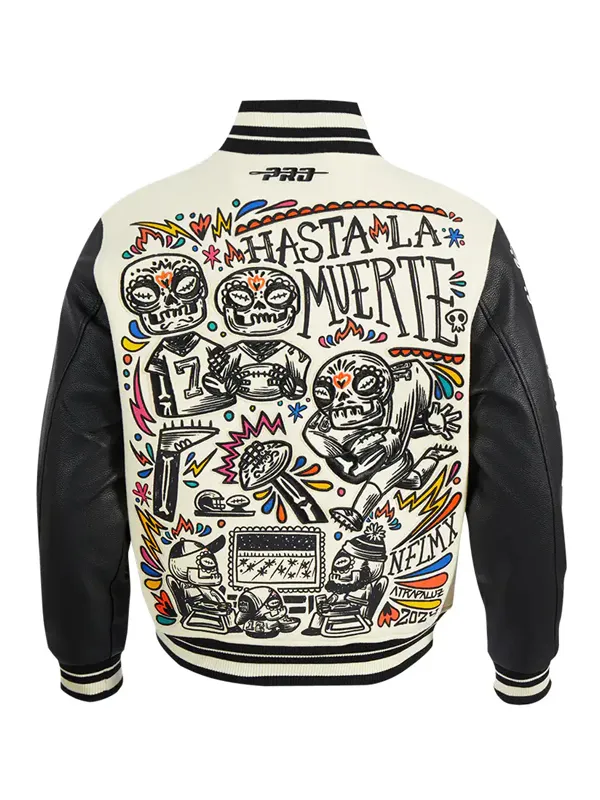 NFL Hasta la Muerte 2024 White Varsity Jacket - Image 3