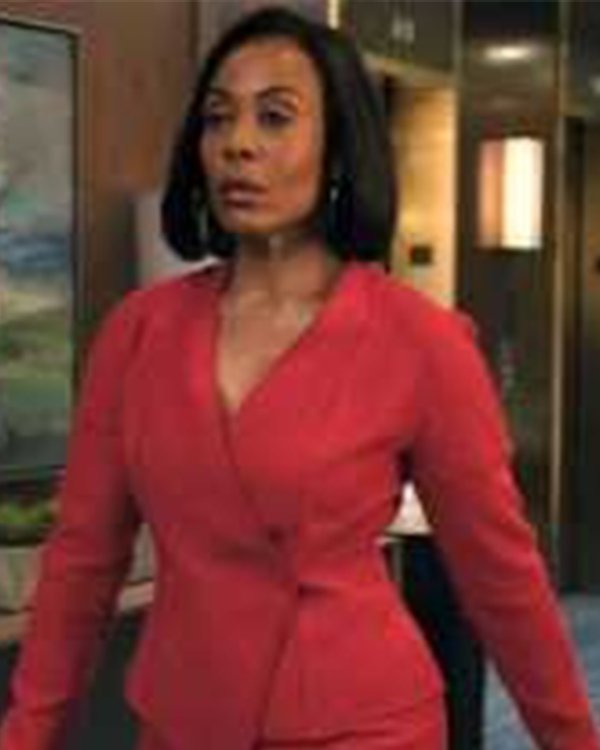 The Morning Show S04 Karen Pittman Red Asymmetric Blazer