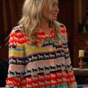 The Neighborhood S08 Beth Behrs Horse Print Striped Shirt