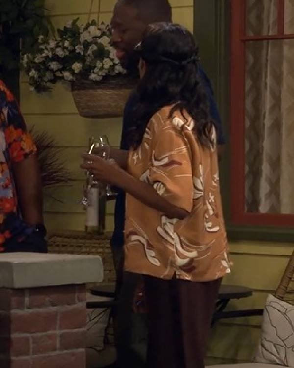 The Neighborhood Tichina Arnold Orange Floral Print Shirt