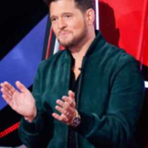 The Voice S28 Michael Buble Green Suede Bomber Jacket