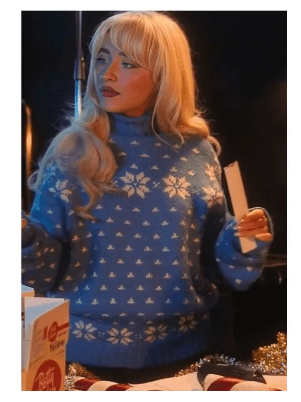 A Nonsense Christmas with Sabrina Carpenter 2024 Sabrina Carpenter Blue Sweater