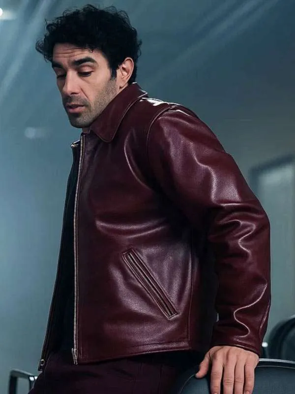 A Very Jonas Christmas Joe Jonas Maroon Leather Jacket