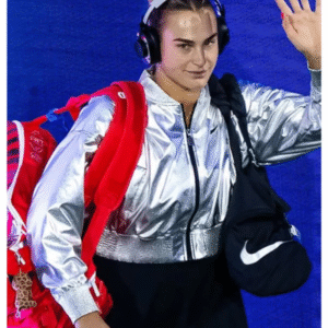 Aryna Sabalenka 2025 US Open Silver Crop Jacket