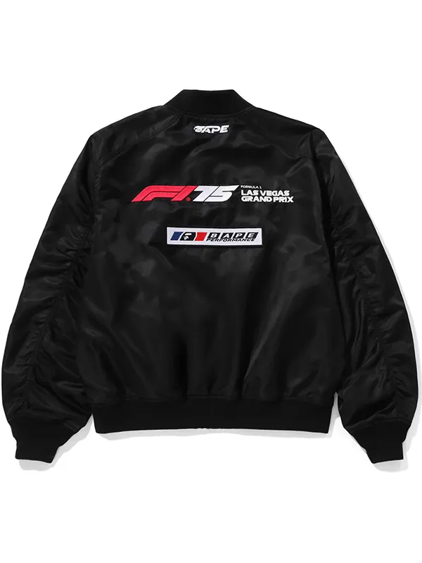 BAPE X F1LV Multi Logo Black Bomber Jacket