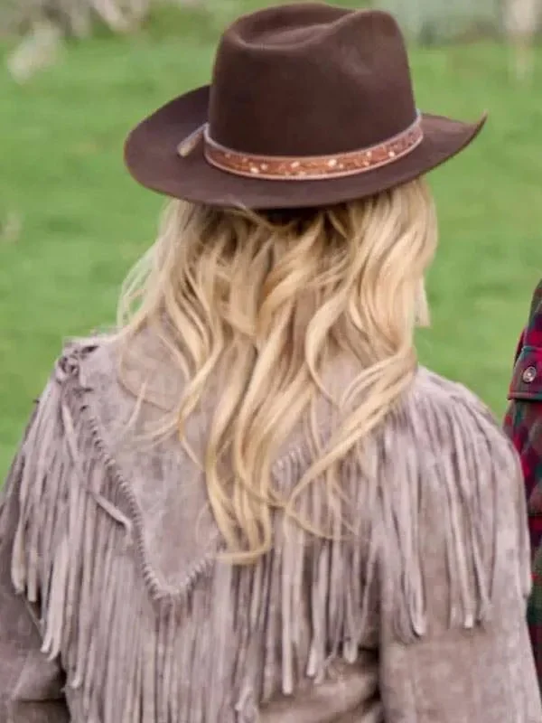 Alison Sweeney Finding Mr. Christmas S02 Grey Fringe Jacket