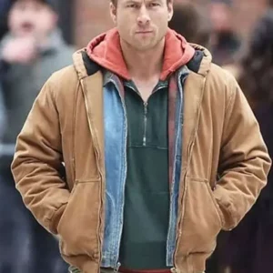 Glen Powell The Running Man Brown Jacket