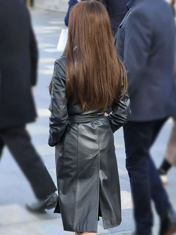 Jenna Ortega Frankenstein Screening Black Leather Coat