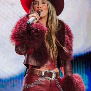 Lainey Wilson Faux Fur Cropped Leather Jacket