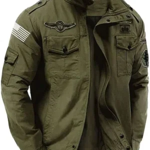Men Vintage Green Veteran Jacket