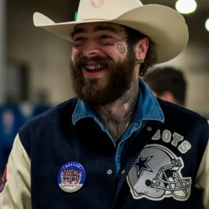 Post Malone Red Kettle Kickoff Cowboys Varsity Jacket