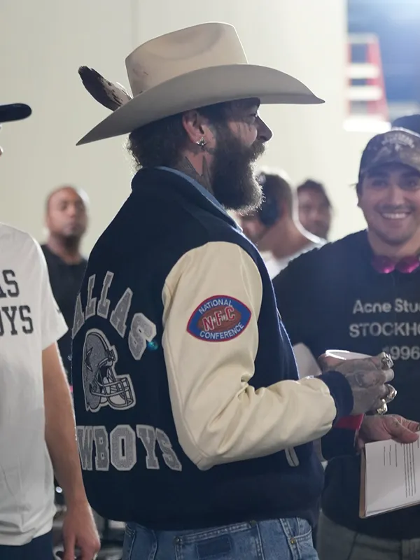 Post Malone Red Kettle Kickoff Cowboys Varsity Jacket - Image 2