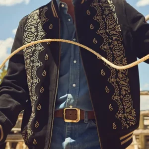 Rodeo Cowboys Bandana Bomber Suede Jacket