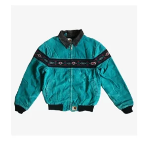 Vintage 90s Carhart Aztec Turquoise Blue Jacket