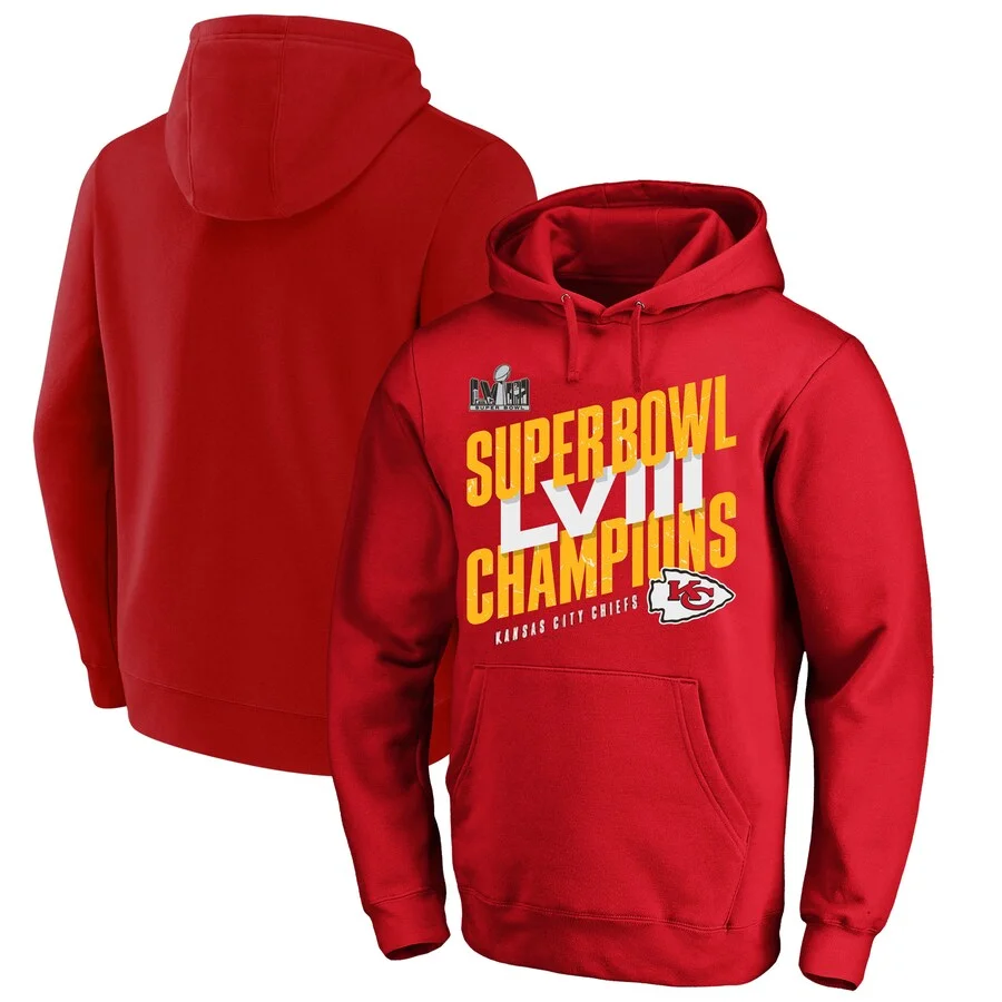 Kansas City Chiefs Red Super Bowl LVIII Champions Iconic Pullover Hoodie