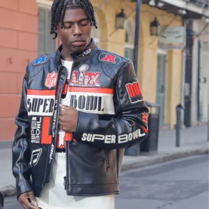 NFL Super Bowl 59 Pinnacle Moto Leather Jacket