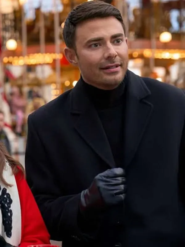 A Keller Christmas Vacation 2025 Dylan Black Wool Coat