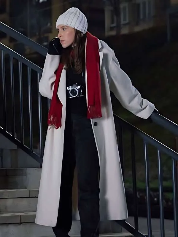 A Keller Christmas Vacation 2025 Eden Sher White Wool Coat