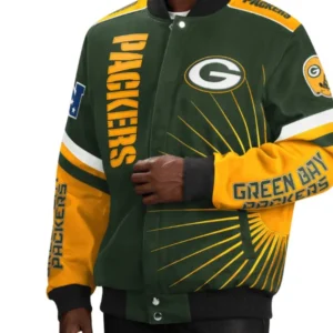 Men’s Green Bay Packers G-III Sports by Carl Banks Green Extreme Redzone Full-Snap Varsity Jacket