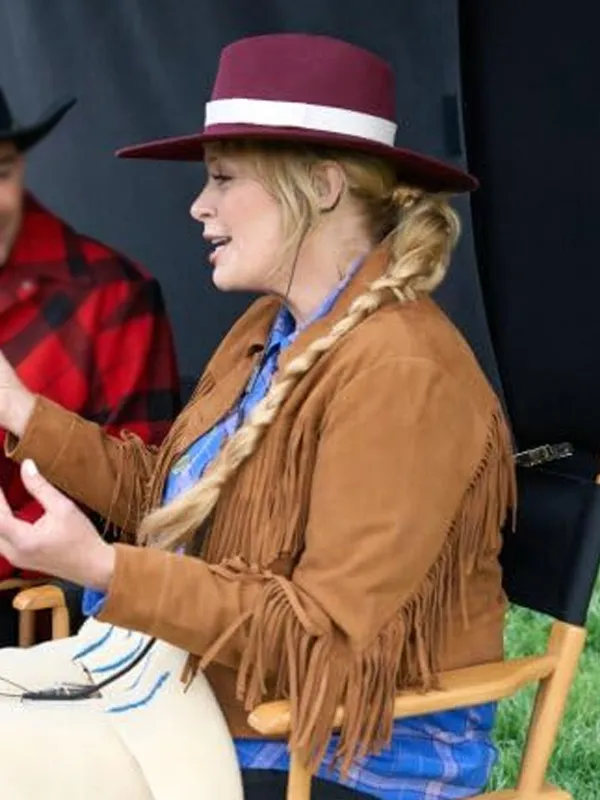 Finding Mr. Christmas 2025 Melissa Peterman Fringe Suede Jacket