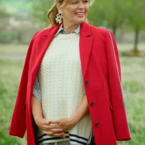 Finding Mr. Christmas Melissa Peterman Side Stripe Wool Coat