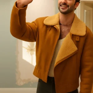 Jordan Firstman I Love LA Brown Shearling Jacket