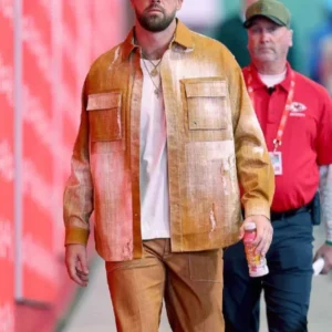 Travis Kelce Commanders v Chiefs 2025 Orange Denim Jacket
