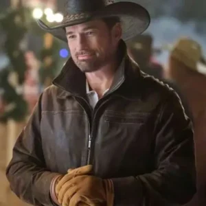 A Royal Montana Christmas Warren Christie Brown Leather Jacket