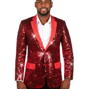Christmas Red Sequin All Over Blazer