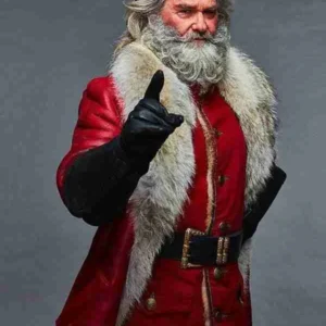 Kurt Russell The Christmas Chronicles Red Shearling Coat