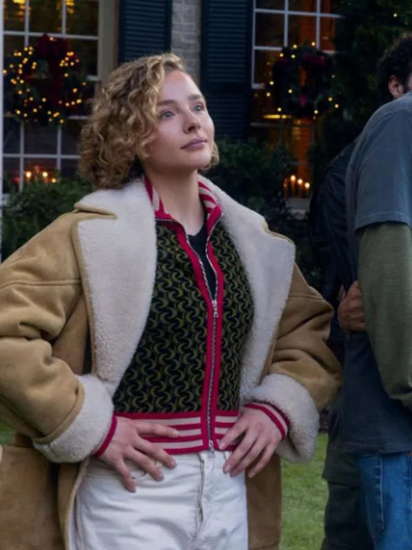 Chloe Grace Moretz Oh What Fun Shearling Leather Jacket