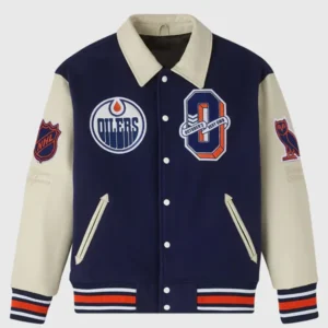 NHL Edmonton Oilers Navy Blue Wool Jacket