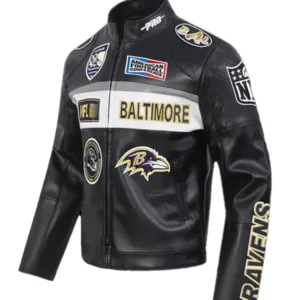 NFL Baltimore Ravens 2025 Black Moto Jacket