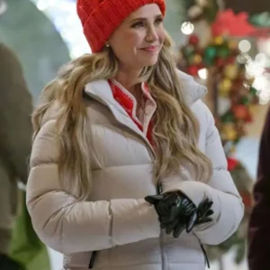 A Royal Montana Christmas Fiona Gubelmann White Puffer Coat