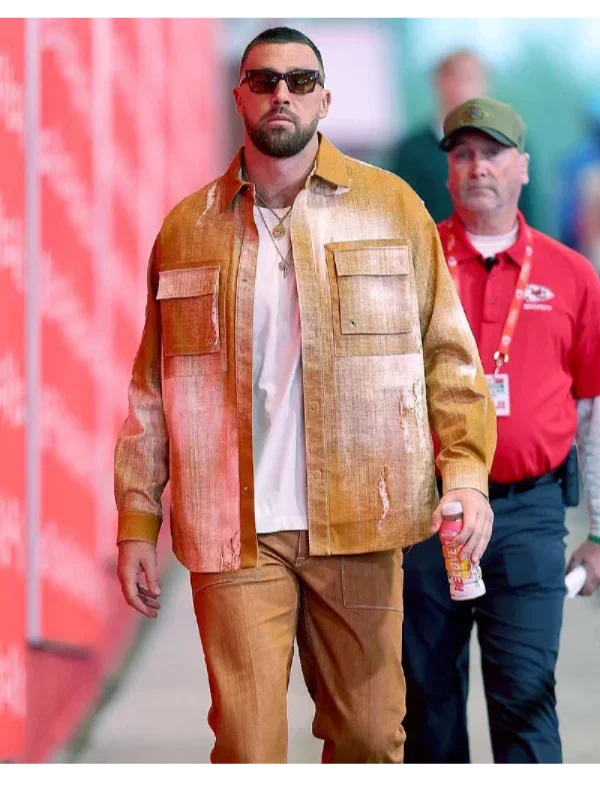 Travis Kelce Commanders v Chiefs 2025 Orange Denim Jacket