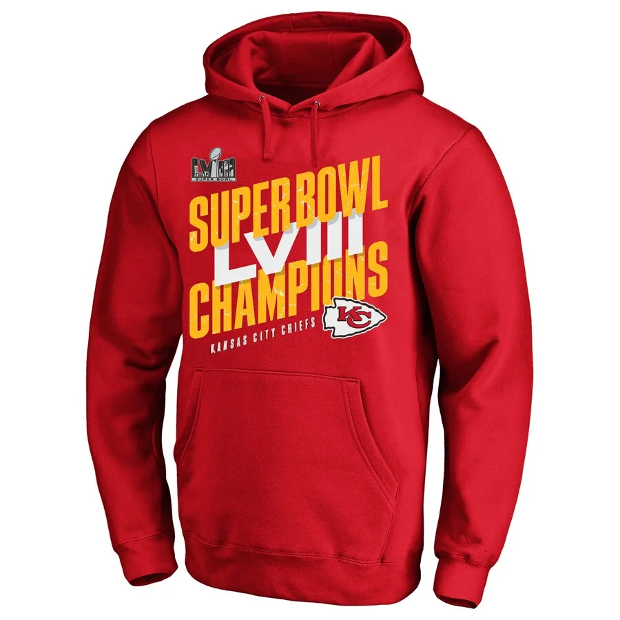 Kansas City Chiefs Red Super Bowl LVIII Champions Iconic Pullover Hoodie
