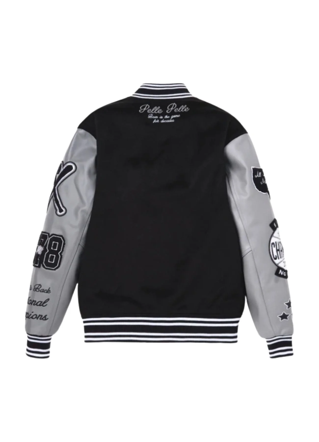 Pelle Pelle Black Grey Wool Varsity Jacket